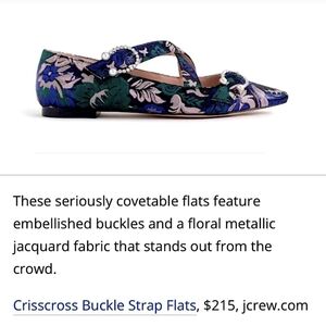 J.Crew Brocade Foulard Marina Criss-cross buckled flats, Sz 6